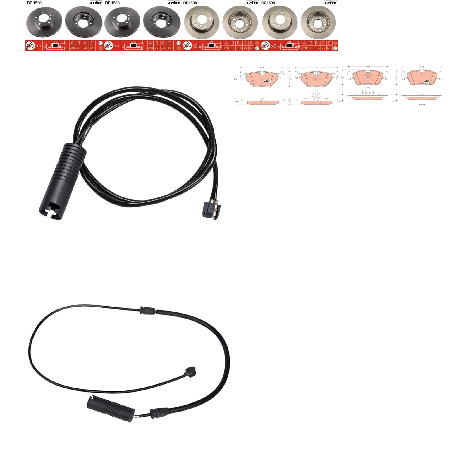 TRW Bremsscheiben + Beläge vorne + hinten passend für 3er E36 von BandelOne