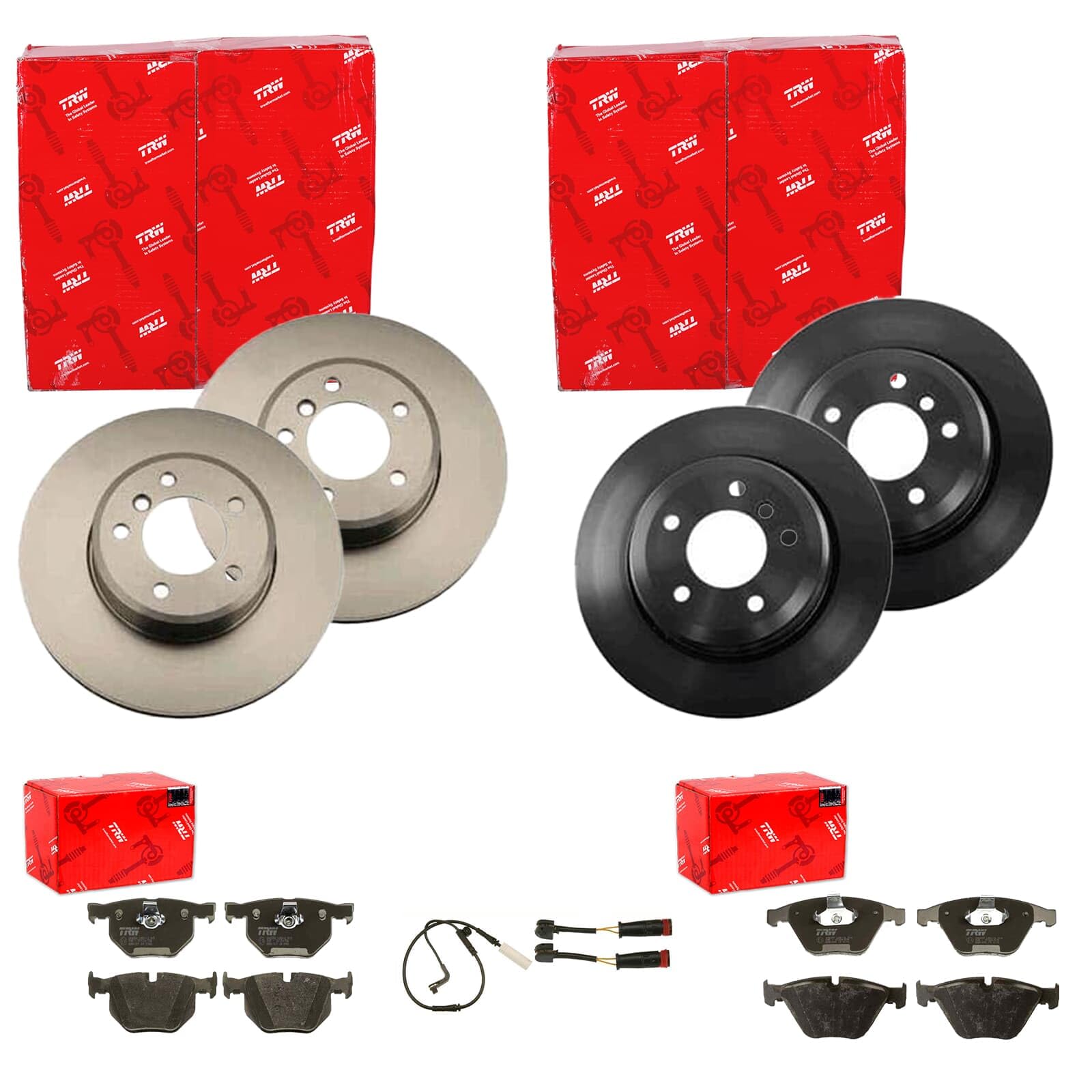 TRW Bremsscheiben + Beläge vorne + hinten passend für 5er E61 Touring von BandelOne