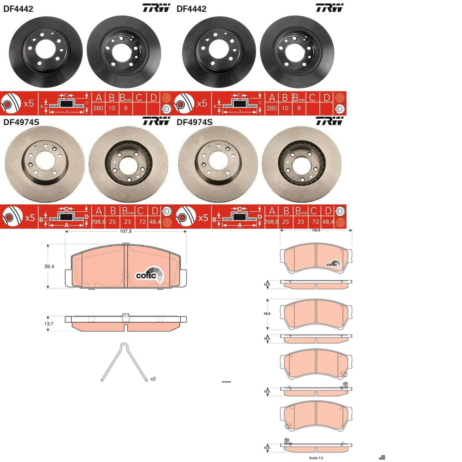 TRW Bremsscheiben + Beläge vorne + hinten passend für 6 GH Bj. 2008-2012 von BandelOne