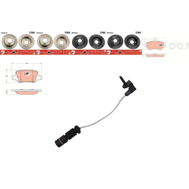 TRW Bremsscheiben + Beläge vorne + hinten passend für A-Klasse W168 A210 von BandelOne