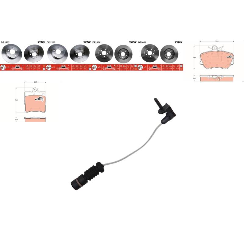 TRW Bremsscheiben + Beläge vorne + hinten passend für C-Klasse S202 von BandelOne