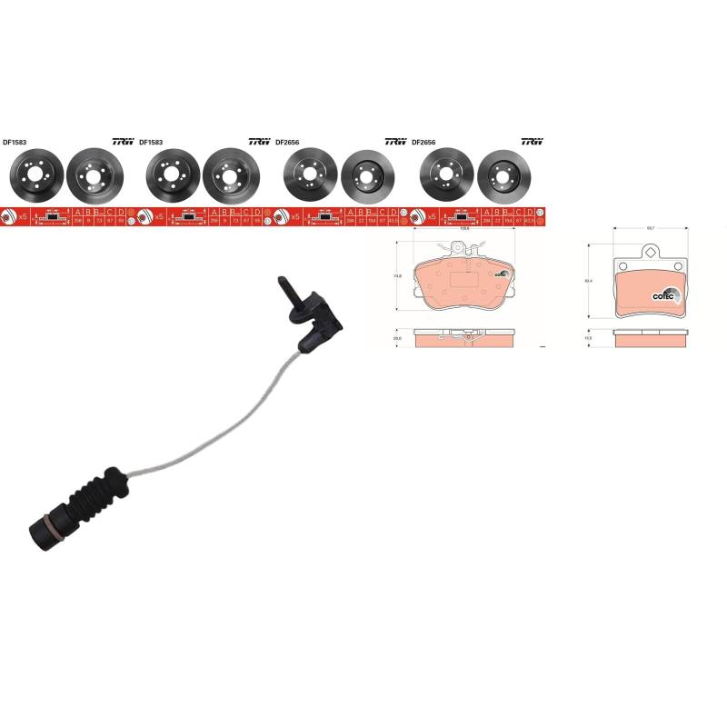 TRW Bremsscheiben + Beläge vorne + hinten passend für C-Klasse W202 von BandelOne