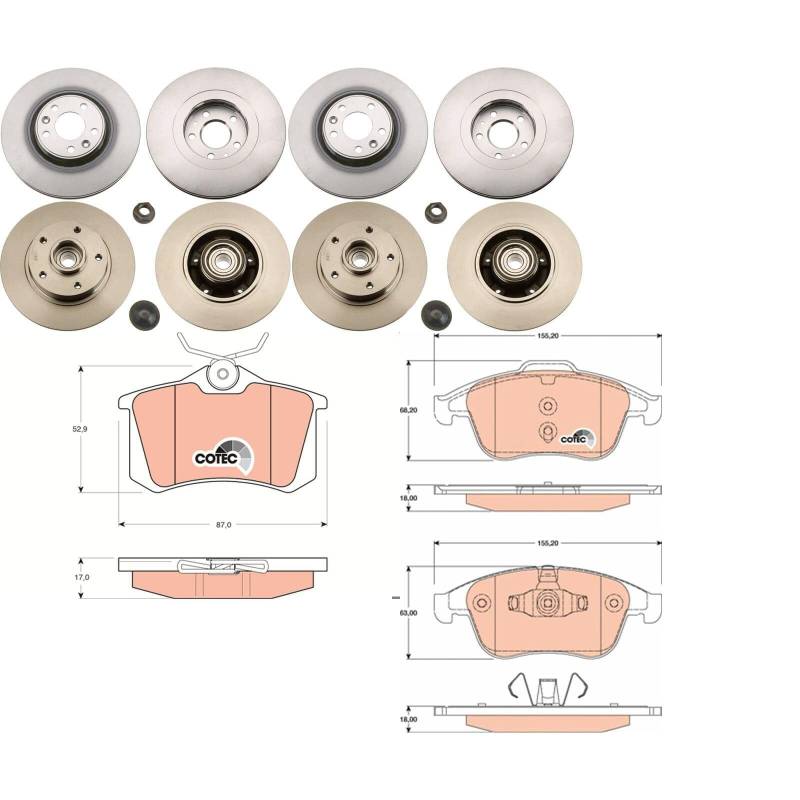 TRW Bremsscheiben + Beläge vorne + hinten passend für Clio 4 1,6 RS von BandelOne