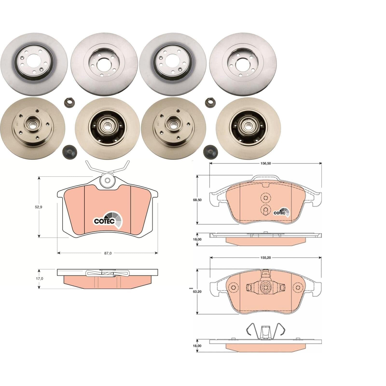 TRW Bremsscheiben + Beläge vorne + hinten passend für Clio 4 1,6 RS von BandelOne