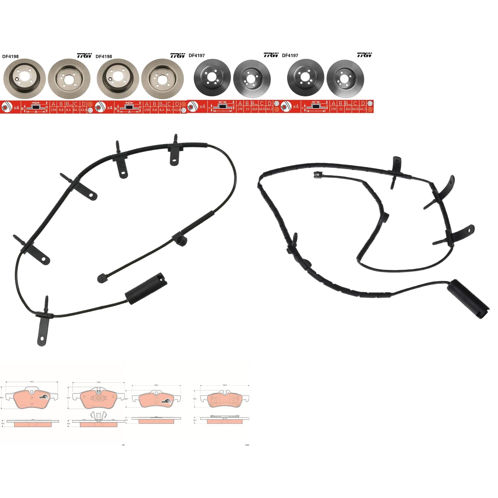 TRW Bremsscheiben + Beläge vorne + hinten passend für Mini R50 R53 R52 von BandelOne