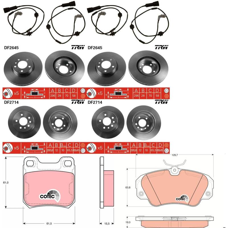 TRW Bremsscheiben + Beläge vorne + hinten passend für OMEGA B Limo Kombi von BandelOne