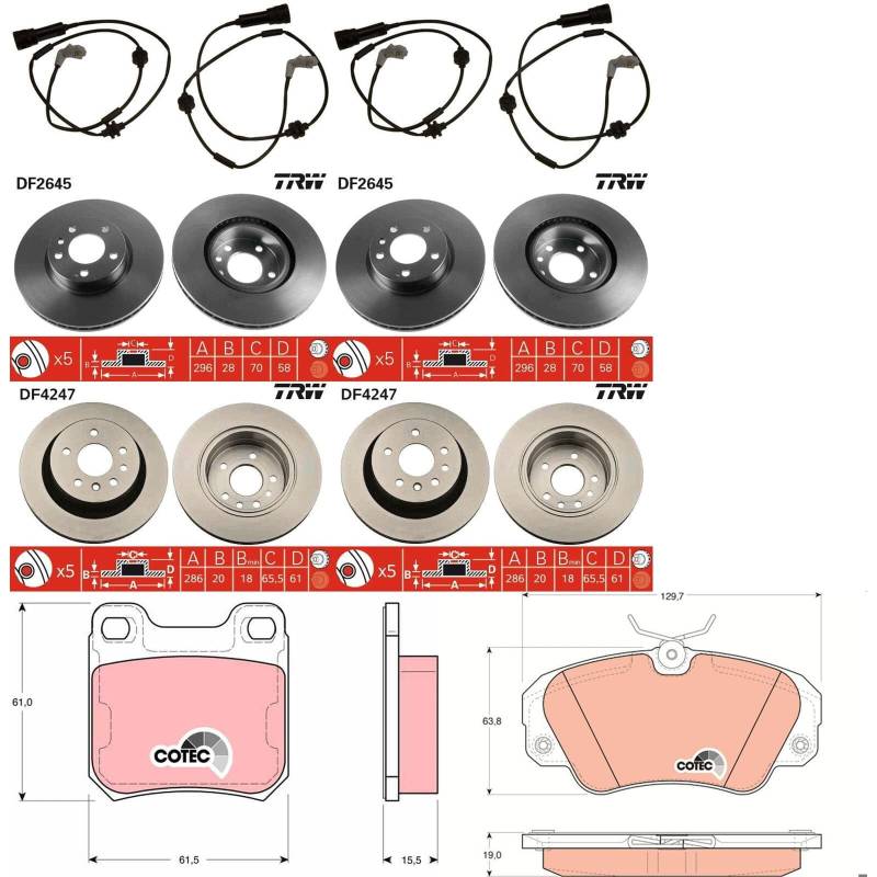 TRW Bremsscheiben + Beläge vorne + hinten passend für OMEGA B Limo Kombi von BandelOne