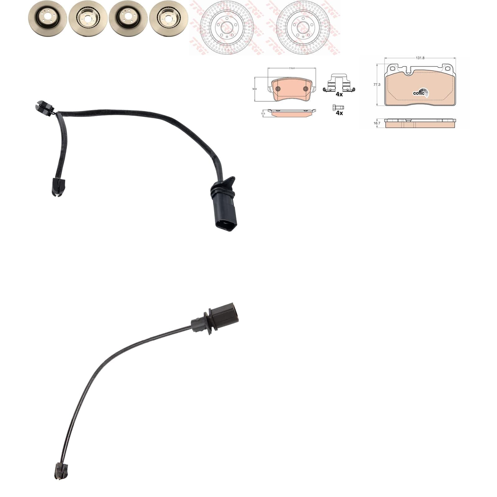 TRW Bremsscheiben + Beläge vorne + hinten passend für Q5 8R von BandelOne