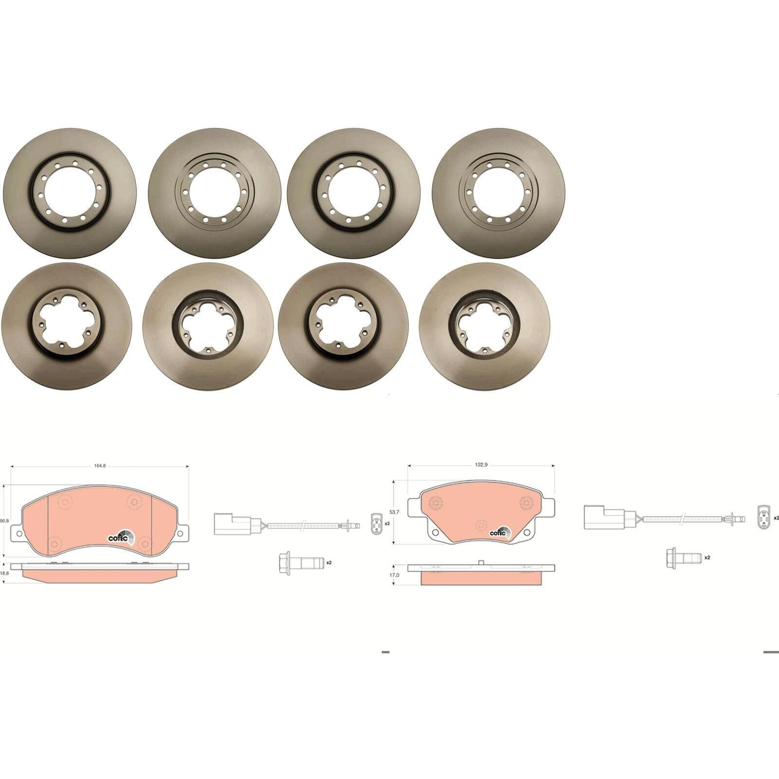 TRW Bremsscheiben + Beläge vorne + hinten passend für Transit 2006-2014 von BandelOne