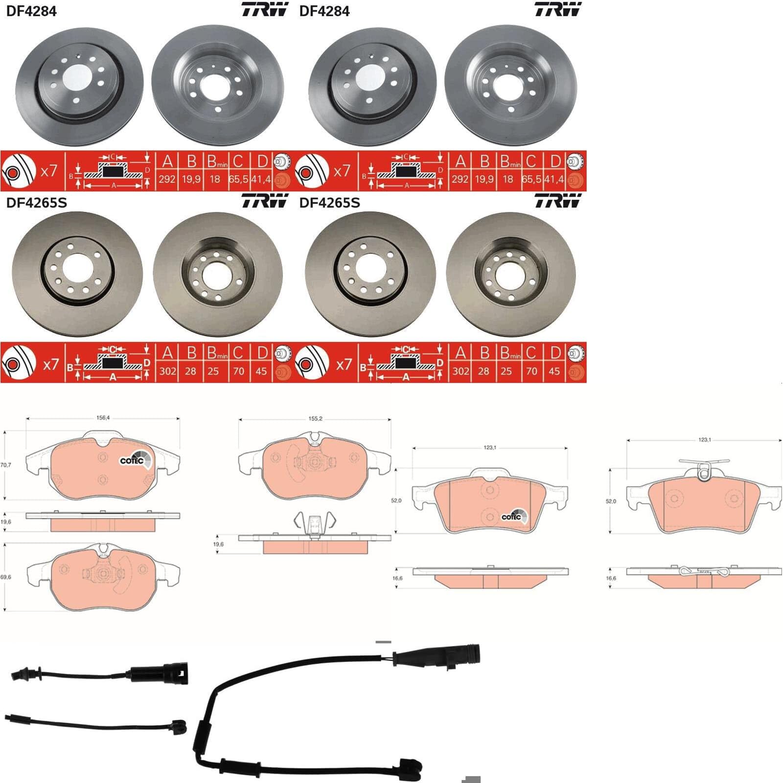 TRW Bremsscheiben + Beläge vorne + hinten passend für Vectra C + von BandelOne