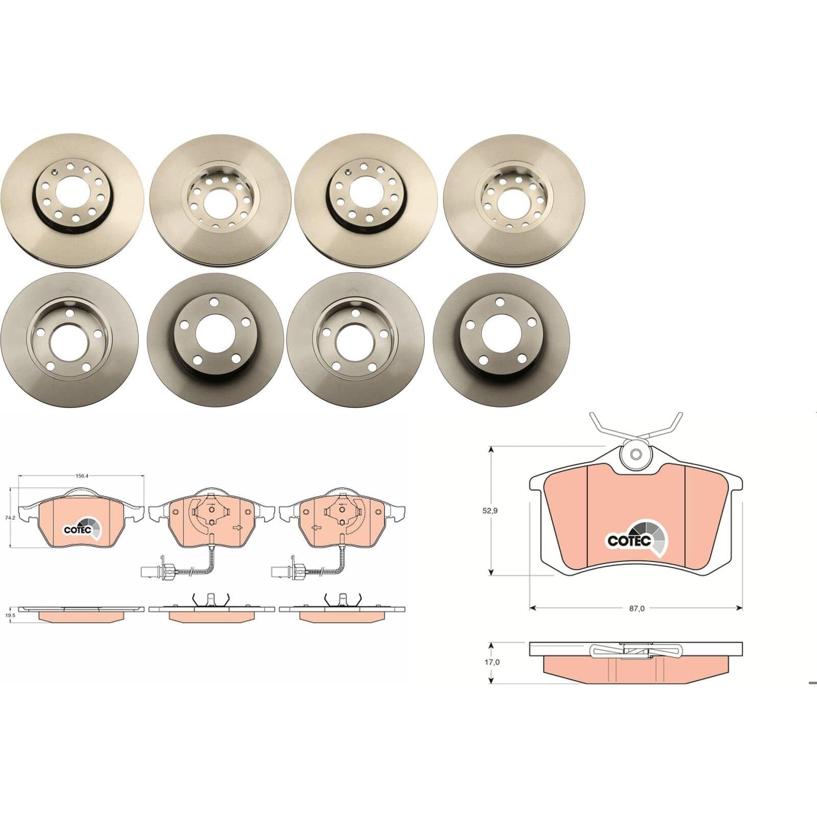 TRW Bremsscheiben + Beläge vorne hinten passend für Passat 3B 3BG 4motion von BandelOne