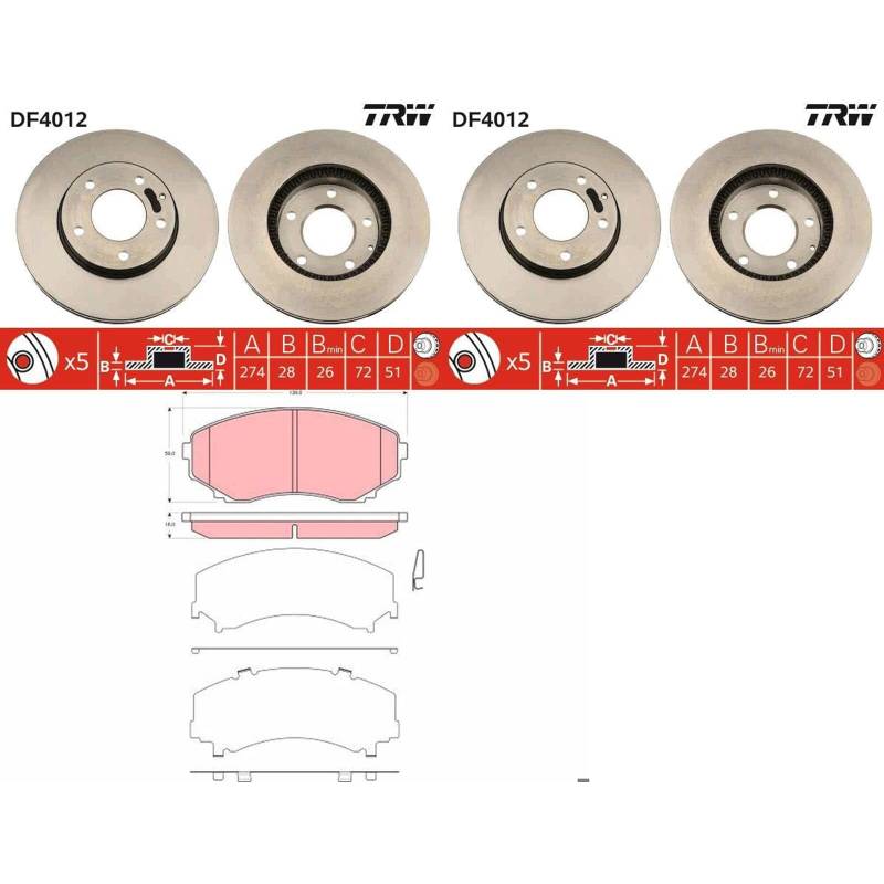 TRW Bremsscheiben 274mm + Beläge vorne passend für MPV 2 LW von BandelOne