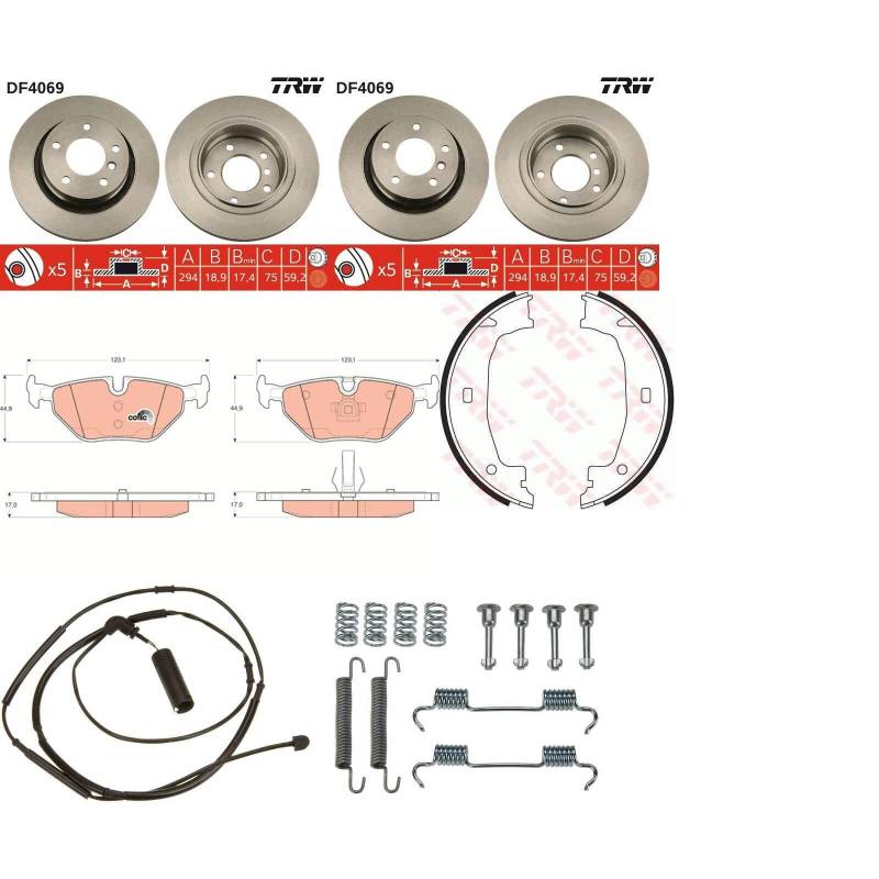 TRW Bremsscheiben 294mm + Beläge + Handbremse hinten passend für 3er E46 von BandelOne