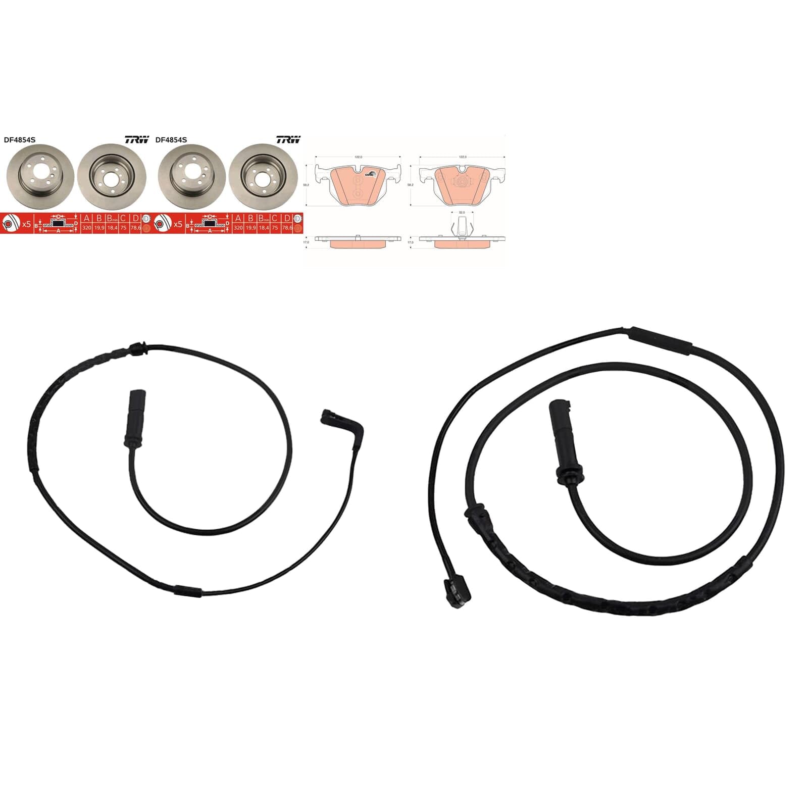 TRW Bremsscheiben 320mm + Beläge hinten passend für X5 E70 F15 X6 E71 F16 von BandelOne