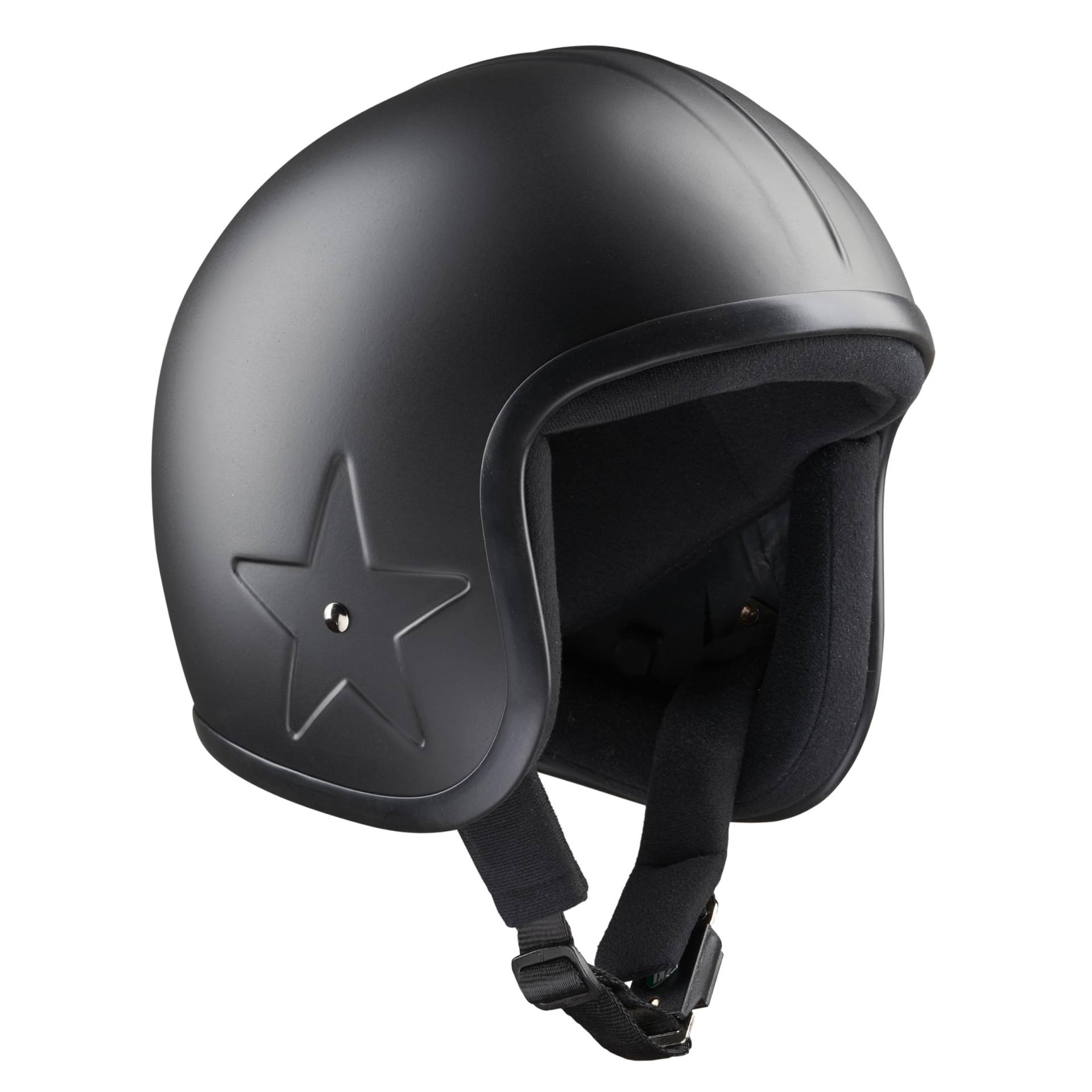 BANDIT Jet SKY3 Open Motorcycle Helmet Matte Black Central Bezel Side Star Embossed Custom Biker Style Dull Black Open Helmet SKY3 (2XL) von Bandit