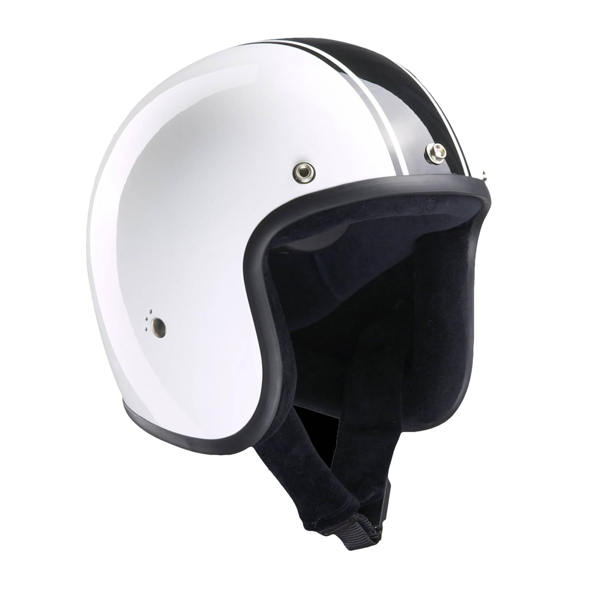 BANDIT Jethelm Classic Weiß und Schwarz glänzend Custom Biker Style inklusive Visier schwarz & weiß Open Helmet - Nicht zugelassen JETCL (M) von Bandit