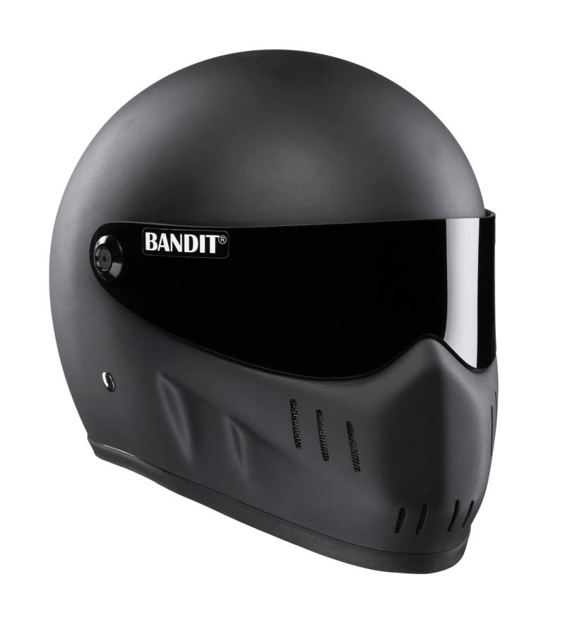 Bandit XXR Motorradhelm, Integralhelm, mattschwarz, getöntes Visier, Streetfighter Custom Biker Style Dull Black Motorradhelm, getöntes Visier, XXMB (M) von Bandit