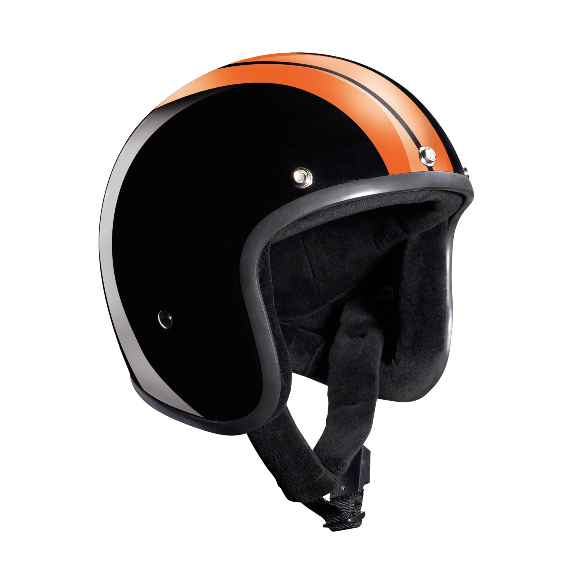 Motorradhelm Bandit Jet Race Classic Schwarz Orange Gloss Custom Biker Style Visier inklusive schwarzem orangefarbenem Stripe Gloss Open Helmet - Nicht zugelassen von Bandit