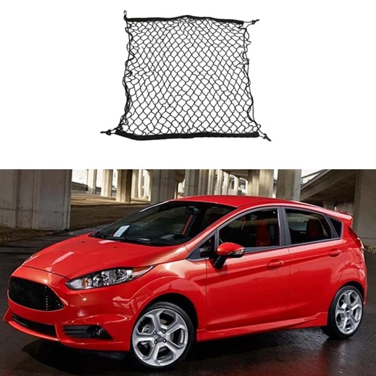 Auto Kofferraumnetz Gepäcknetz für Ford Fiesta 7 Mk7 2009-2017, Aufbewahrung Netz Car Storage Lagerung Mesh Organizer Innenzubehör von Bangquan