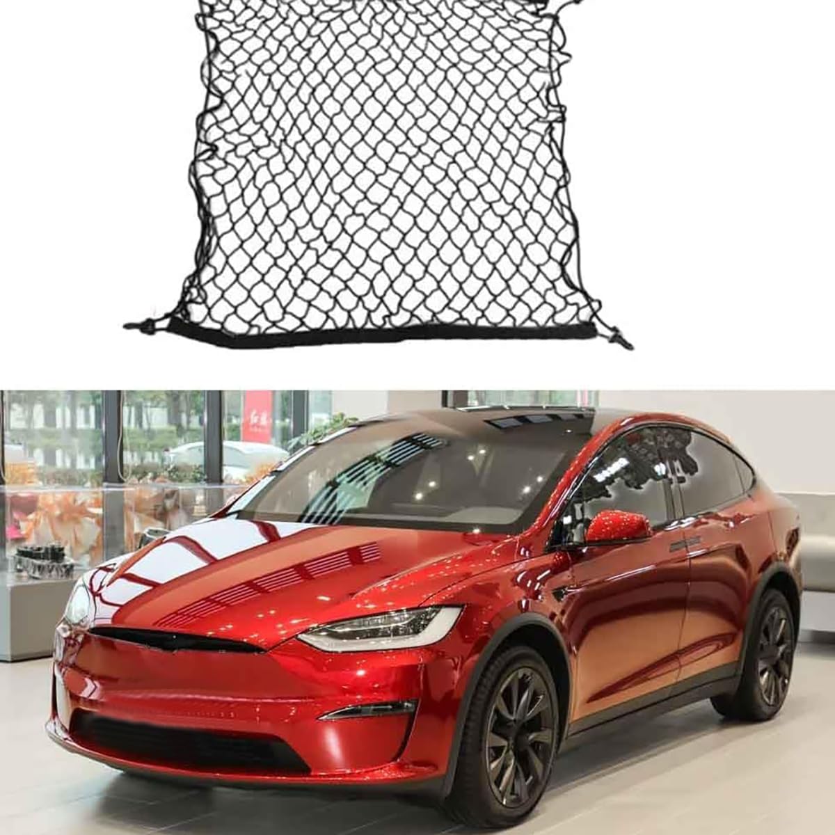 Auto Kofferraumnetz Gepäcknetz für Tesla Model S X 2012-2023, Aufbewahrung Netz Car Storage Lagerung Mesh Organizer Innenzubehör von Bangquan