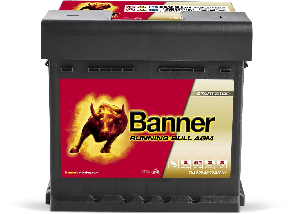 Banner 55001 AGM Running Bull 12V 50Ah 540A Autobatterie von Banner