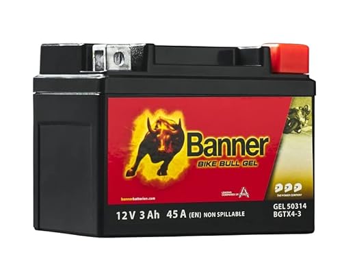 Banner Bike Bull GEL Motorradbatterie 50314 3Ah 12V BGTX4-3 YTX4L-BS wartungsfrei von Banner