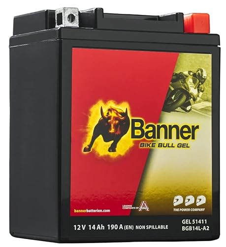 Banner Bike Bull GEL Motorradbatterie 51411 14Ah 12V BGB14L-A2 YB14L-A2 wartungsfrei von Banner