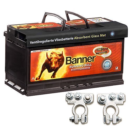 Banner Campingartikel Vliesbatterie AGM Running Bull 80AH 12V Batterie inkl. Polklemmen Auto Boot Wohnmobil von Banner