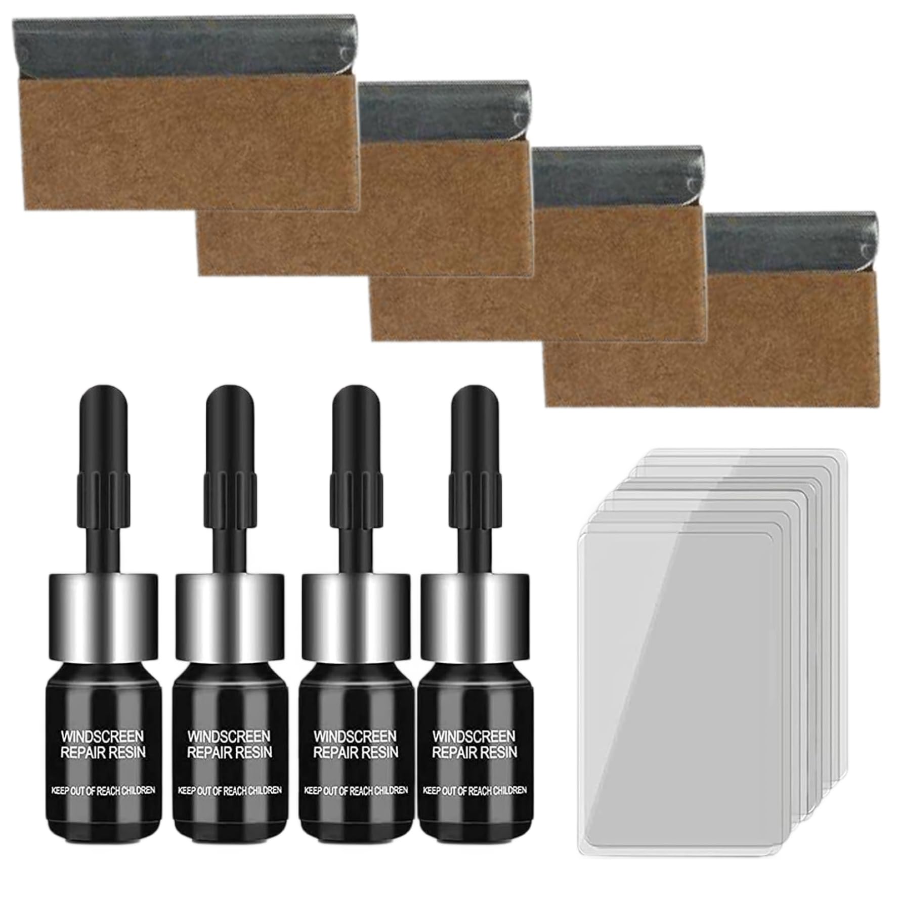 4 Set Windschutzscheibe Crack Reparaturkit, 5 ml Glasriss Reparaturflüssigkeit mit ausgehärteten Filmen Automobilglas Kratzer Reparaturwerkzeug für Autokratzer von Banziaju