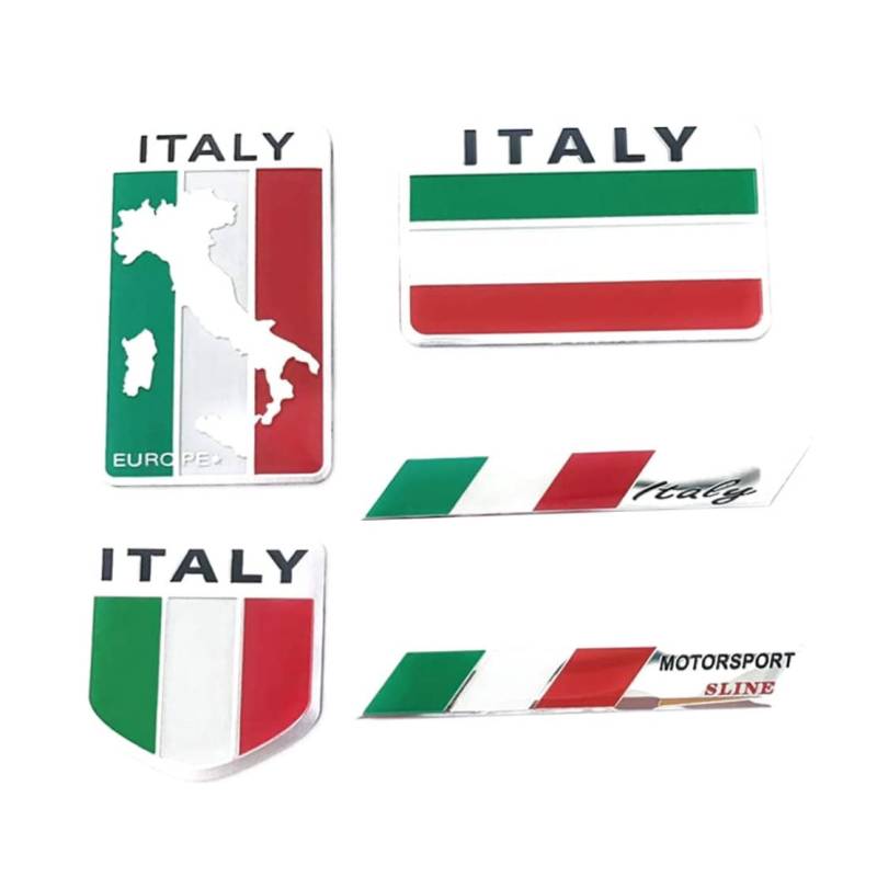 Italien Flaggenaufkleber Autoaufkleber Italien Flaggen Aufkleber Aluminiumlegierung Italien Emblem Abzeichen Kreativer Auto Styling Aufkleber für die Autodekoration von Baobiutin