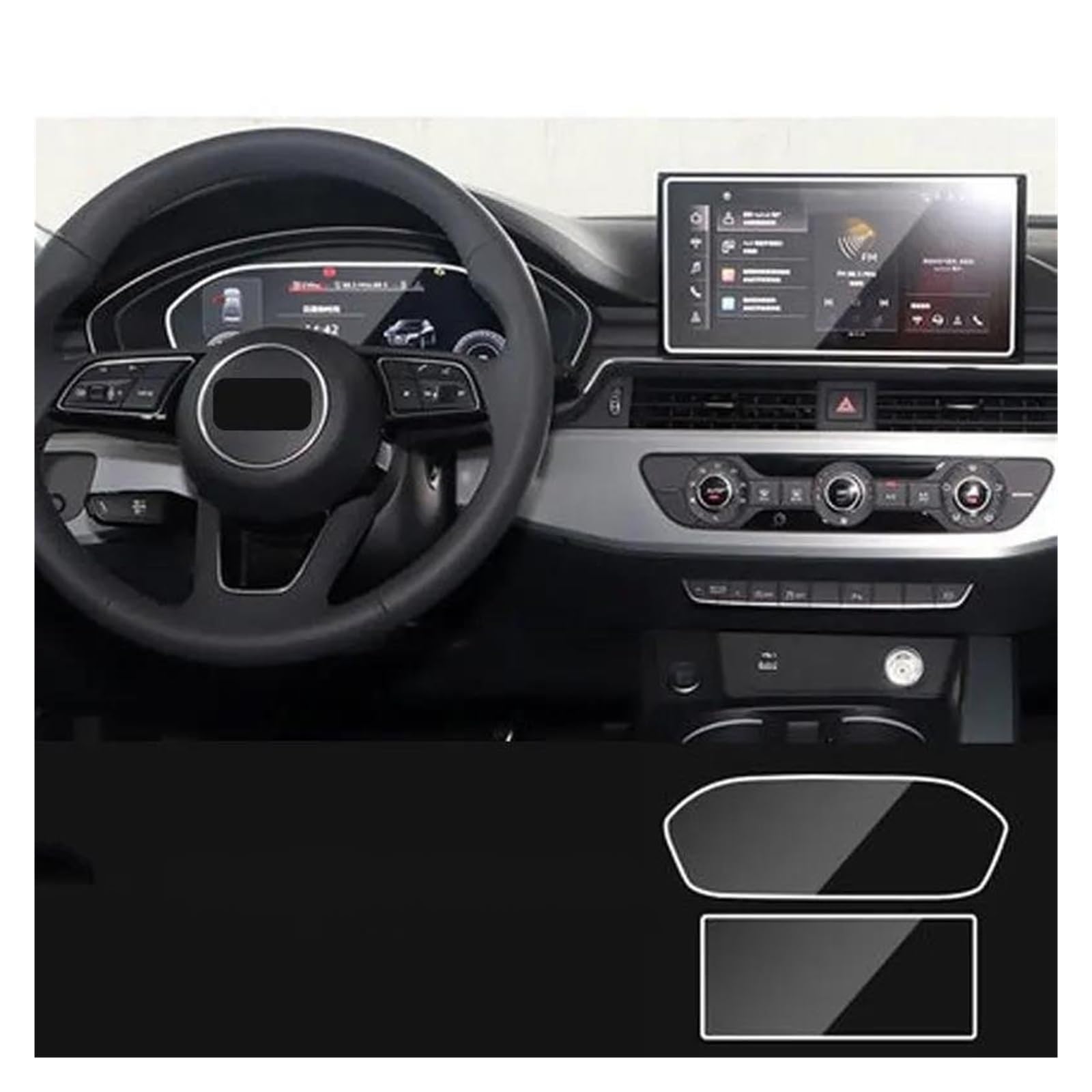 Auto Displayschutz Für A4L Für A4 Für Allroad Quattro 2020 2021 Auto DVD GPS Multimedia LCD Schutz Anti Scratch Film Gehärtetem Glas Screen Protector Auto Displayschutzfolie(Instrument and GPS) von Barhbt