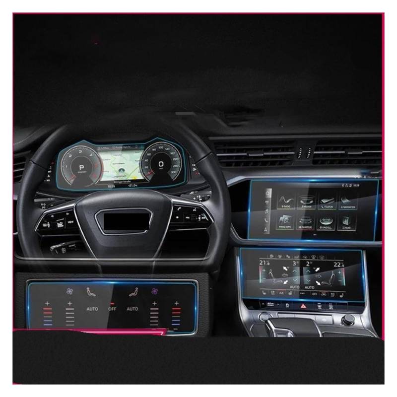 Auto Displayschutz Für A6 Für A6L 2016-2023 Gehärtetes Glas Auto GPS Navigation Media Touch Screen Schutz Film Auto Innen Zubehör Auto Displayschutzfolie(19-24 All 4P) von Barhbt