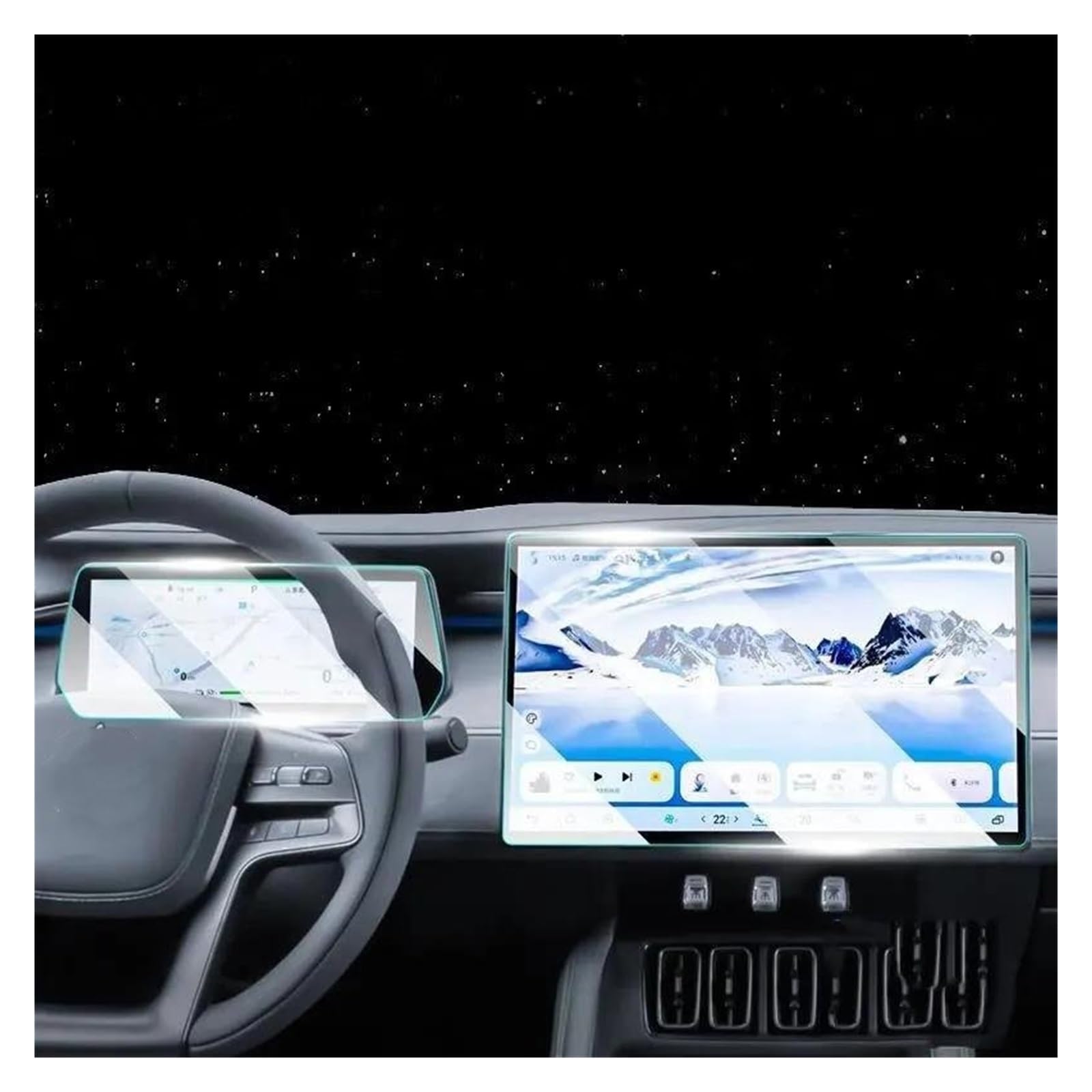 Auto Displayschutz Für BYD Für Song L 2023 2024 Auto Infotainment Radio GPS Navigation Und Dashboard Gehärtetem Glas Screen Protector Film Auto Displayschutzfolie(GPS and Instrument) von Barhbt