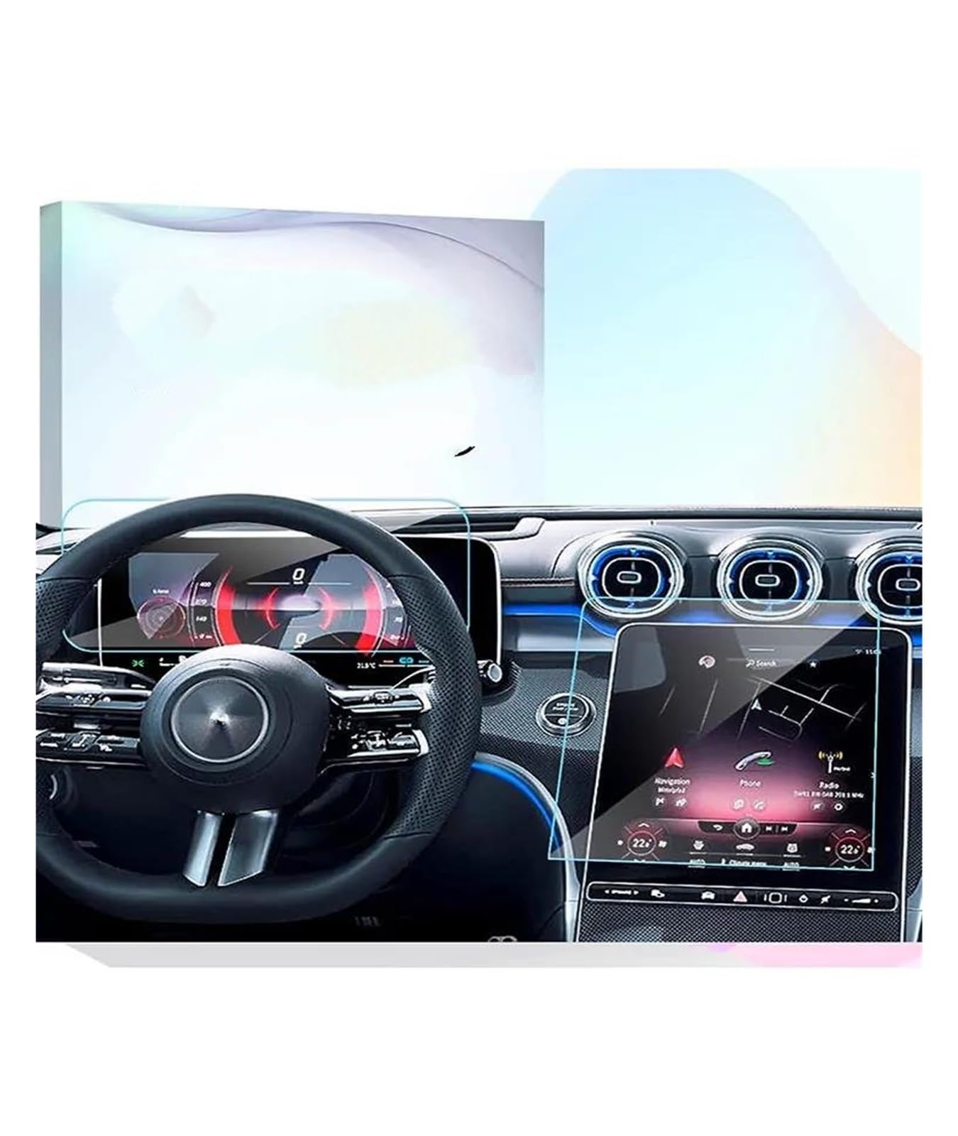 Auto Displayschutz Für Benz Für C-Klasse X254 2023 2024 11,9-Zoll-Touchscreen Und Digitalinstrument Displayschutzfolie Aus Gehärtetem Glas Auto Displayschutzfolie(GPS and Instrument) von Barhbt