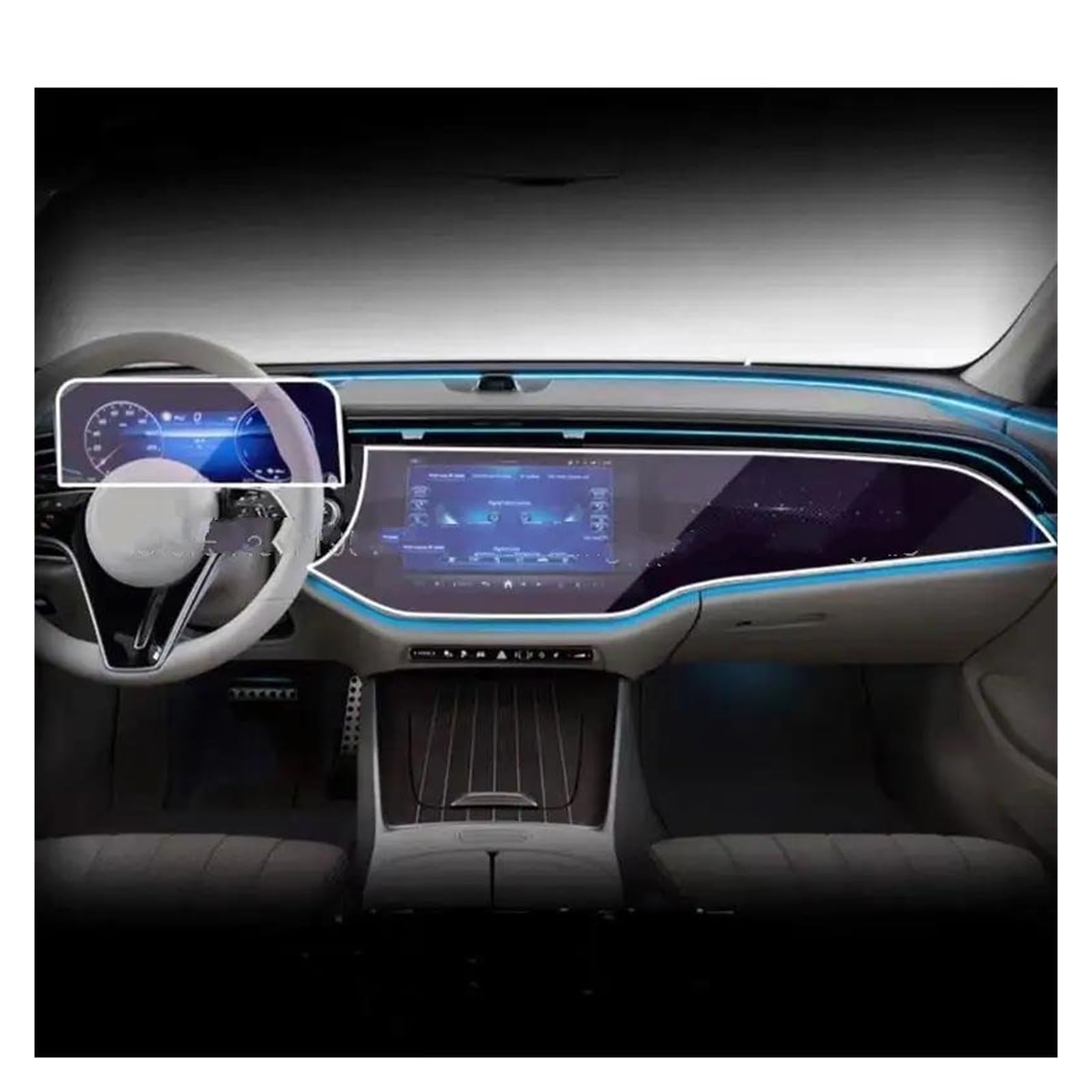 Auto Displayschutz Für Benz Für E300 L Luxus 2024 GPS Navigation Und Dashboard Touch Screen Anti-Scratch-Film TPU Schutz Film Auto Displayschutzfolie(Right Hand Drive) von Barhbt