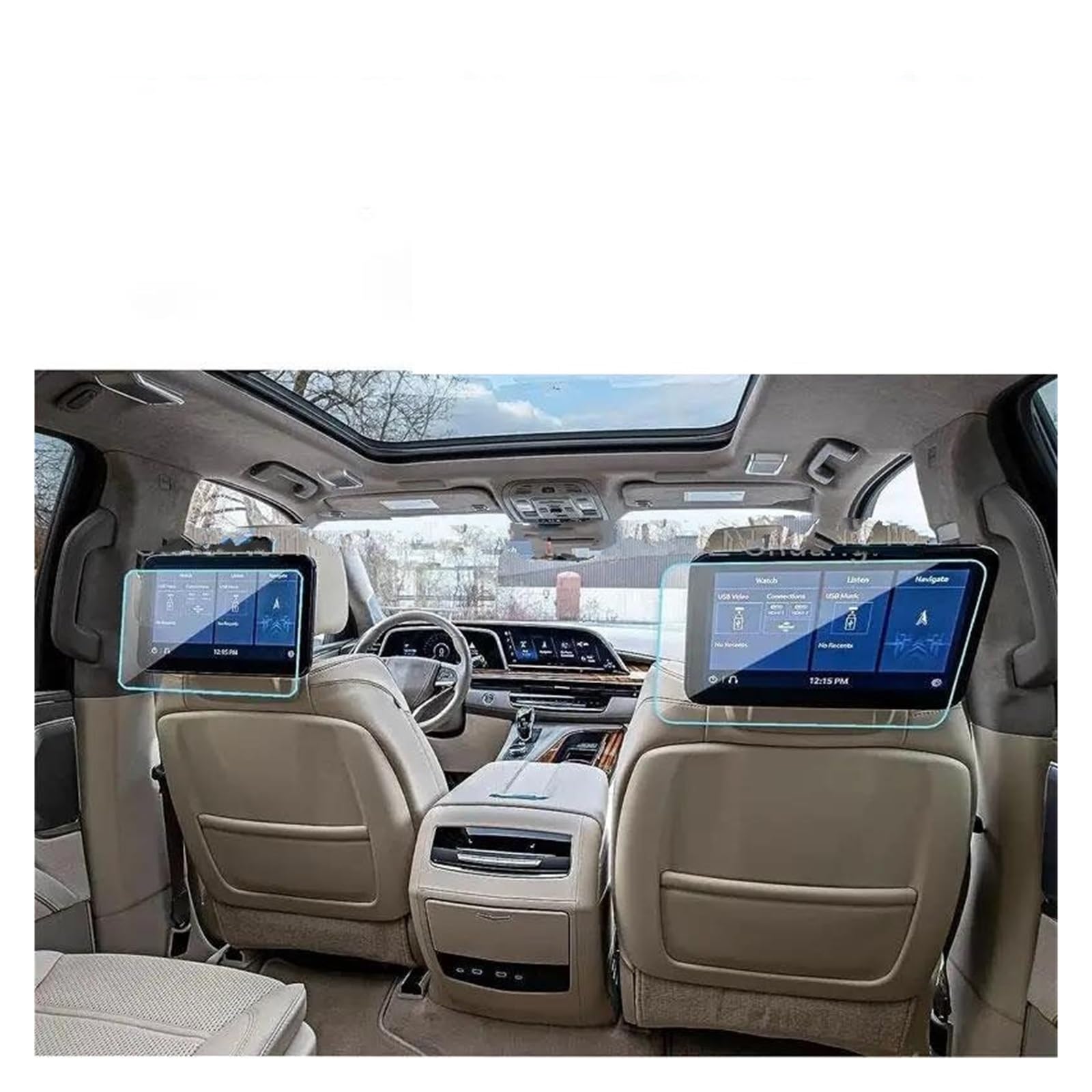 Auto Displayschutz Für Cadillac Für Escalade 2021 2022 2023 12,6-Zoll Hinten-Sitz Media Touch-Screens Schutz Auto Innen Zubehör 2PCS PET Film Auto Displayschutzfolie von Barhbt