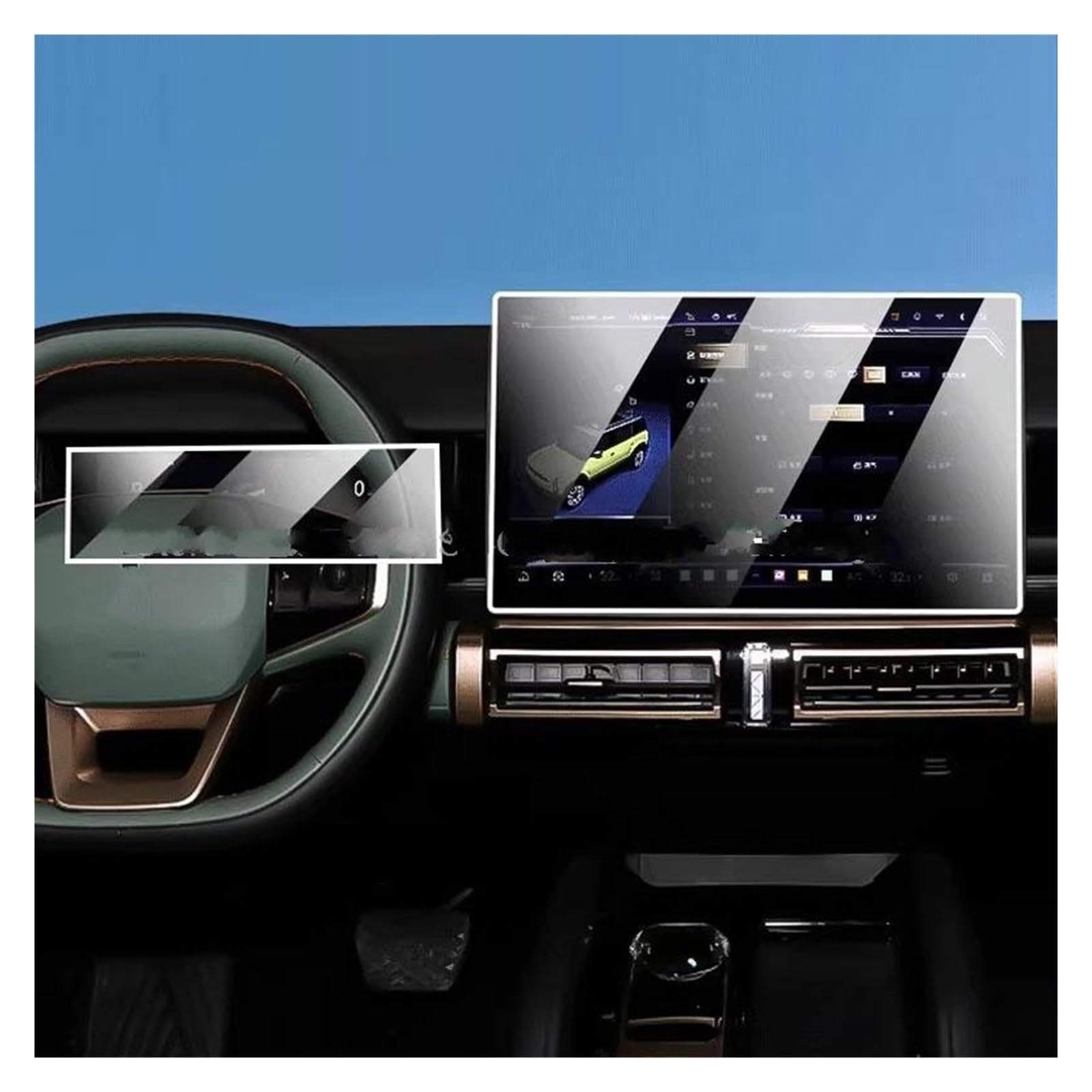 Auto Displayschutz Für Chery Für Aiqar Eq3 Für Chery Icar03 2023 2024 Auto GPS Navigation Und Dashboard Anti-Scratch Gehärtetes Glas Screen Protector Film Auto Displayschutzfolie von Barhbt