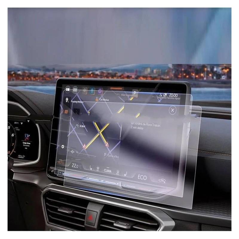 Auto Displayschutz Für Cupra Formentor 2025 Für Cupra Leon MK4 2024 2025 Auto 12,9 Zoll GPS NavigationTouchScreen Anti-Scratch TPU Schutz Film Auto Displayschutzfolie(2pcs) von Barhbt