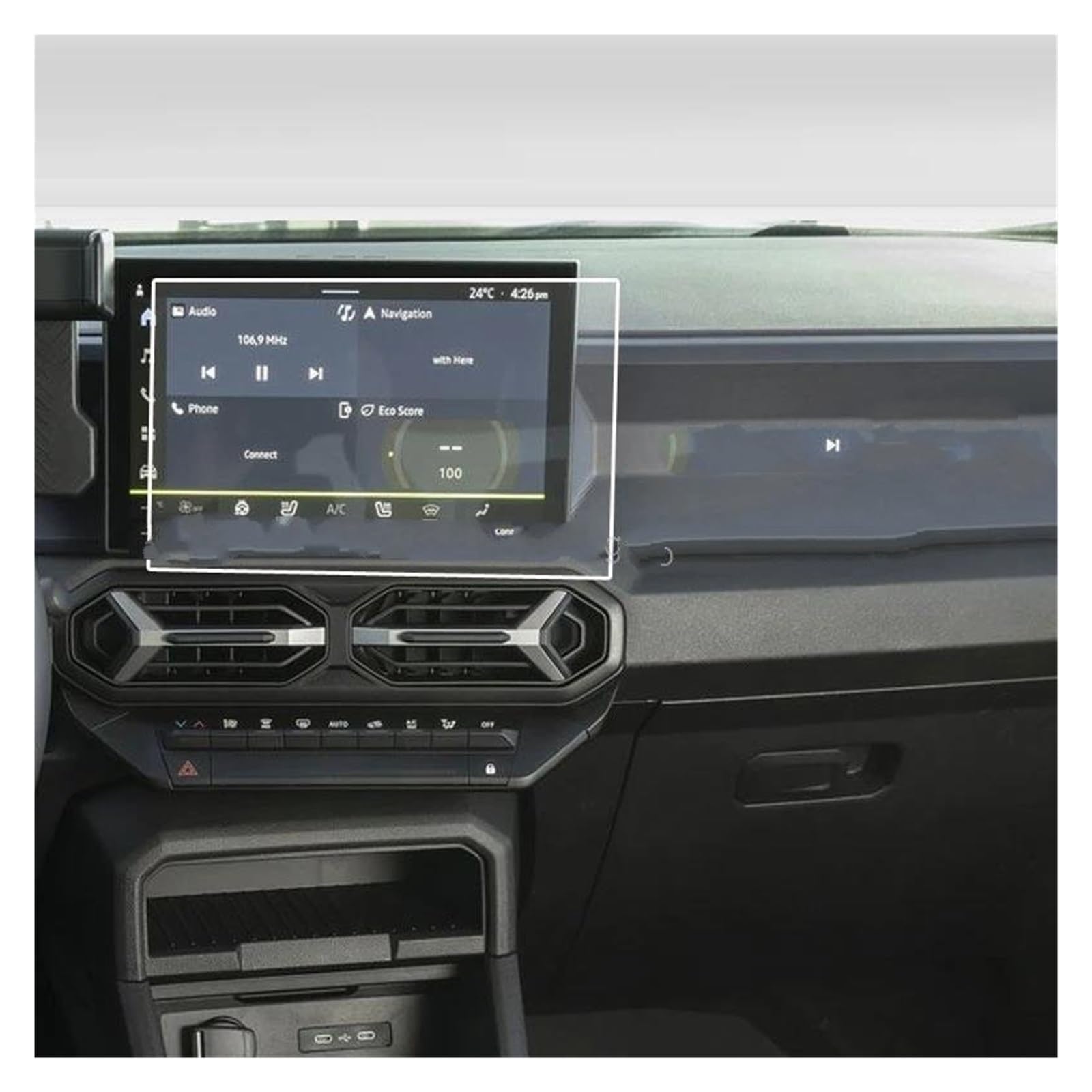 Auto Displayschutz Für Dacia Für Duster Für Dacia Frühling 2024 10,1 Zoll Auto Radio GPS Navigation Anti-scratchh Innen Film TPU Screen Protector Film Auto Displayschutzfolie(1pcs) von Barhbt