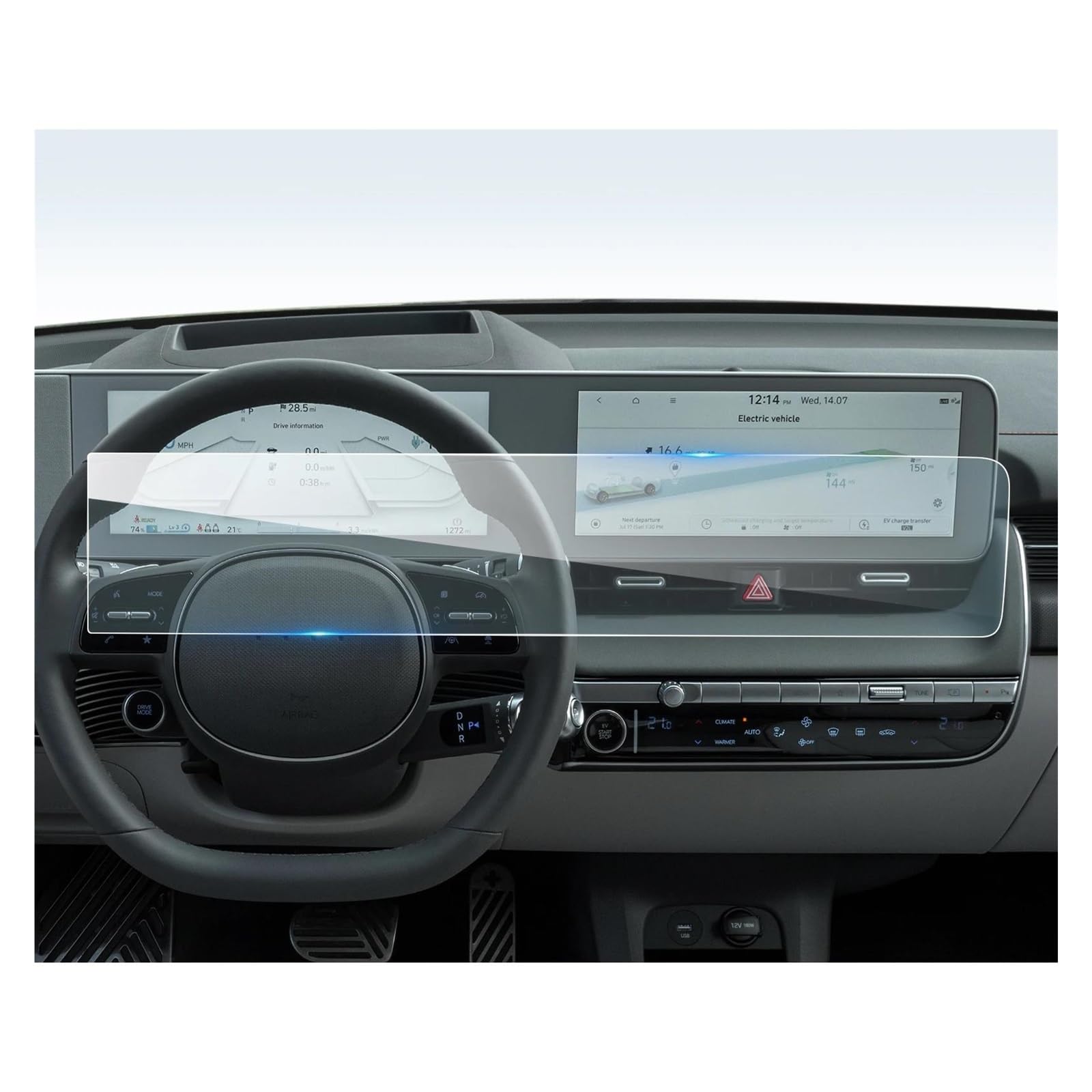 Auto Displayschutz Für Hyundai Für Ioniq 5 2021 2022 2023 2024 12-Zoll Auto Navigation Digital Cockpit Full Screen Protector Film Auto Innen Zubehör Auto Displayschutzfolie von Barhbt