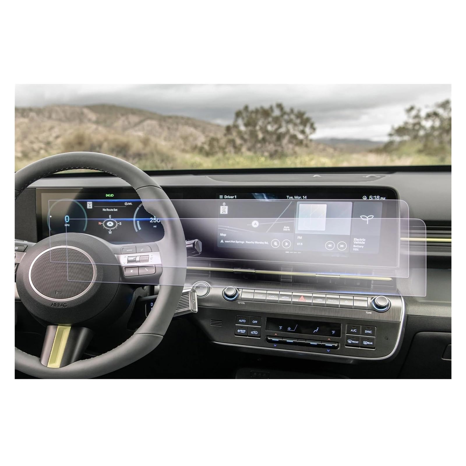 Auto Displayschutz Für Hyundai Für Kona SX2 2023 2024 Auto Infotainment Navigation LCD Instrument Auto Innen Zubehör TPU Screen Protector Auto Displayschutzfolie(Left Hand Drive) von Barhbt