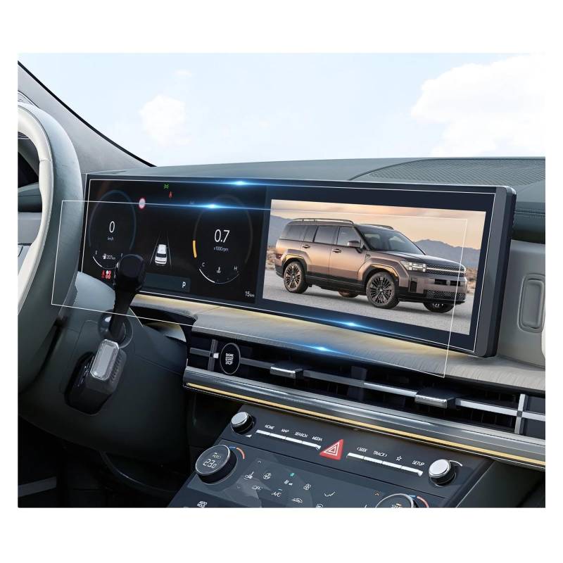 Auto Displayschutz Für Hyundai Für Santa Fe 2024 LHD Auto Navigation & LCD Instrument Nano Screen Protector Auto Innen Zubehör Auto Displayschutzfolie(12.3-Inch) von Barhbt