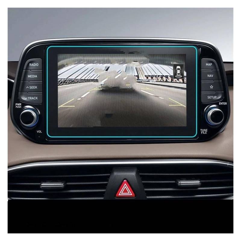 Auto Displayschutz Für Hyundai Für Santa Fe TM 2019 2020 8 Zoll Auto Navigation 9H Gehärtetem Glas Display-schutzfolie Gehärtetem Glas Screen Protector Auto Displayschutzfolie von Barhbt