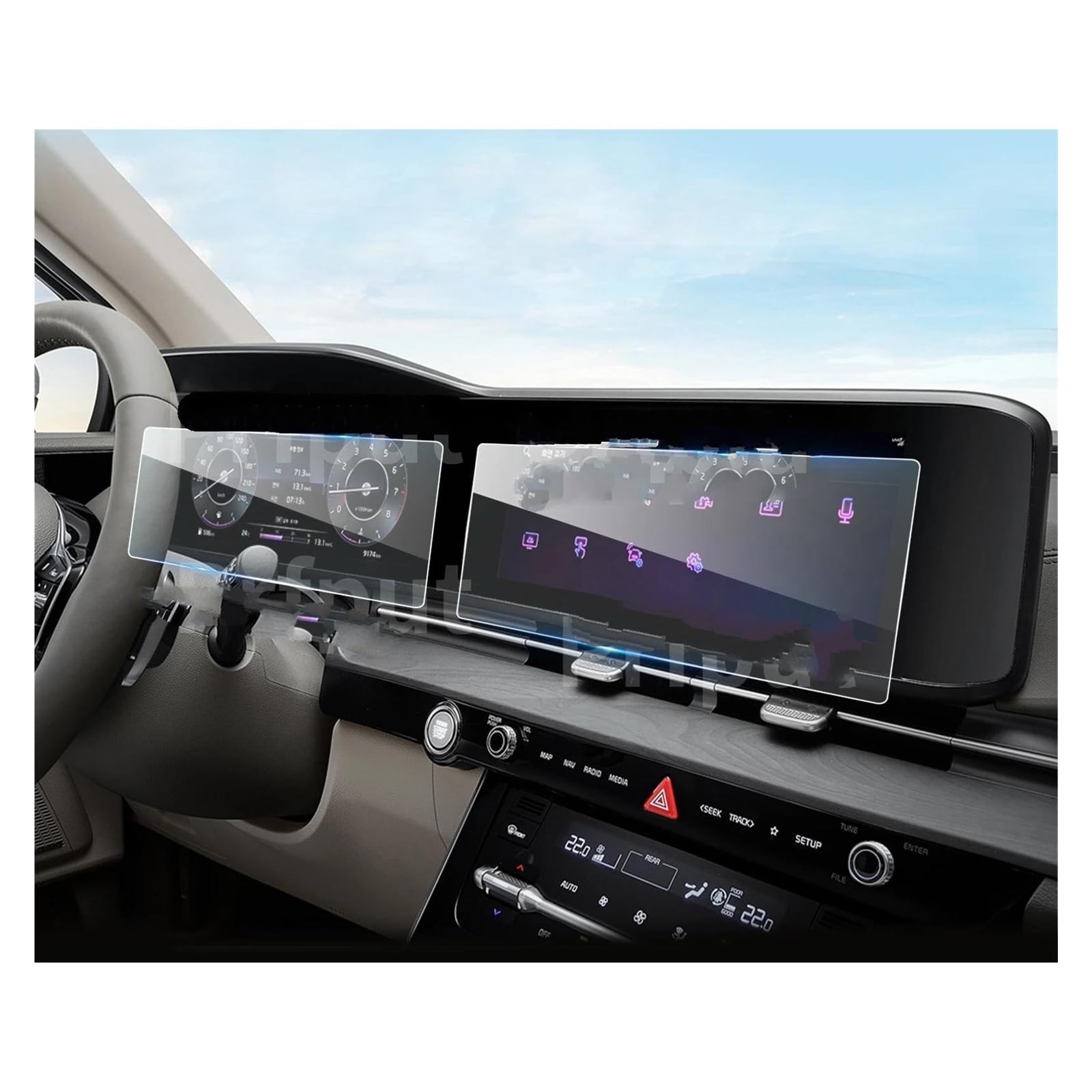 Auto Displayschutz Für Kia Für Karneval KA4 12,3 Zoll 2021 Auto Multimedia Radio & LCD Instrument Display Screen Protector Auto Innen Schützen Film Auto Displayschutzfolie von Barhbt