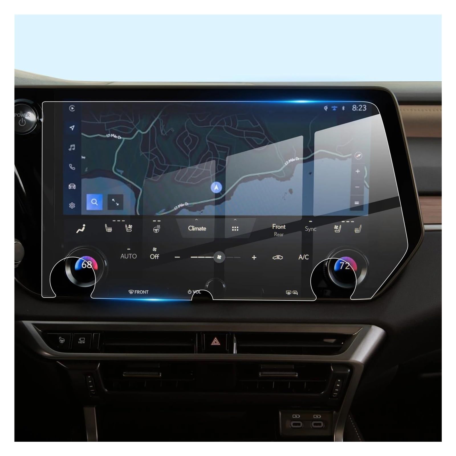 Auto Displayschutz Für Lexus Für RX 350 350H 450H + 500H 2023 2024 Auto Multimedia Display Screen Protector Auto Innen Zubehör Auto Displayschutzfolie(Left Hand Drive) von Barhbt