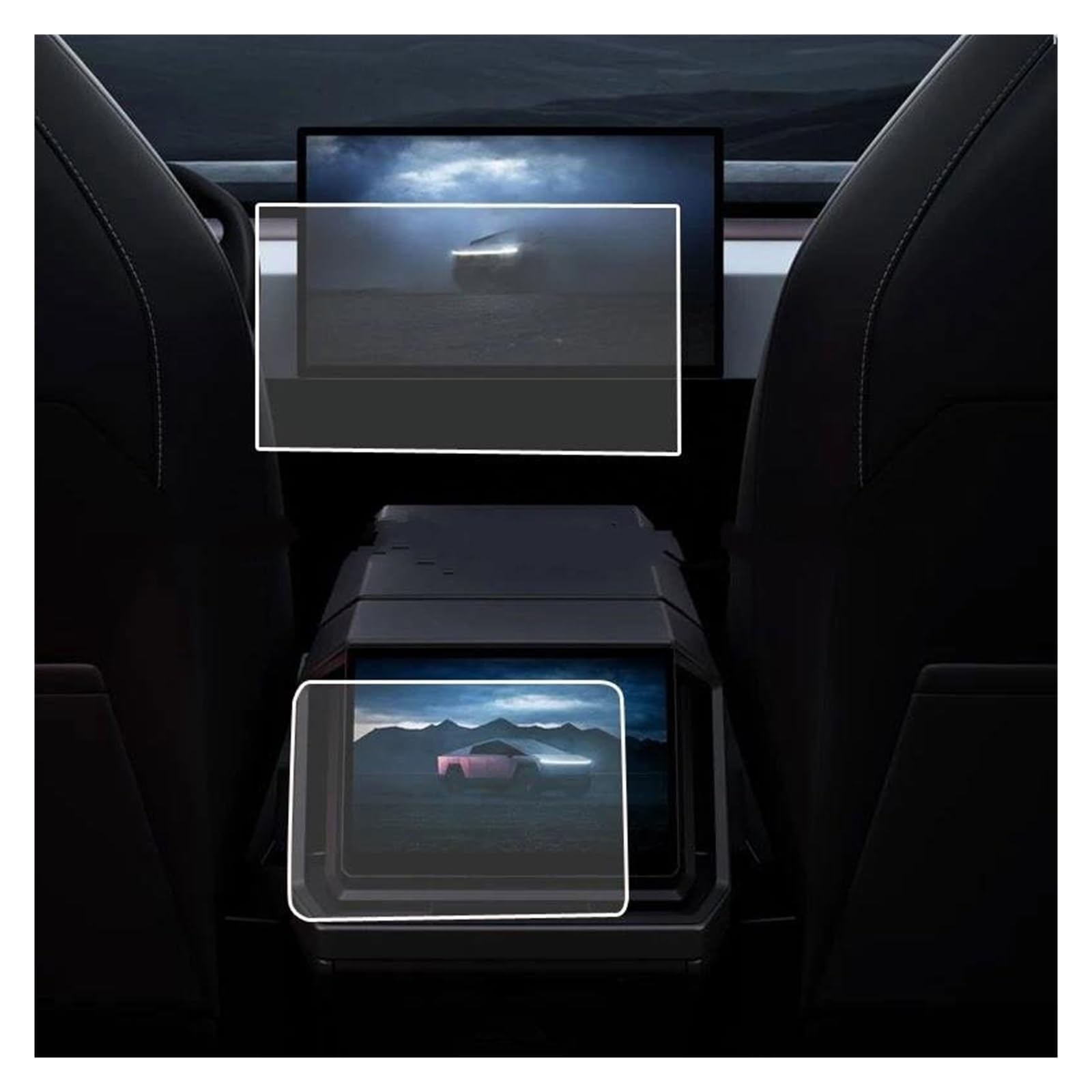 Auto Displayschutz Für Tesla Für Cybertruck 2024 18,5 Zoll Auto Navigation Und 9,4 Zoll Klimaanlage Anti-Scratch (2 Stücke) PET Screen Protector Film Auto Displayschutzfolie von Barhbt