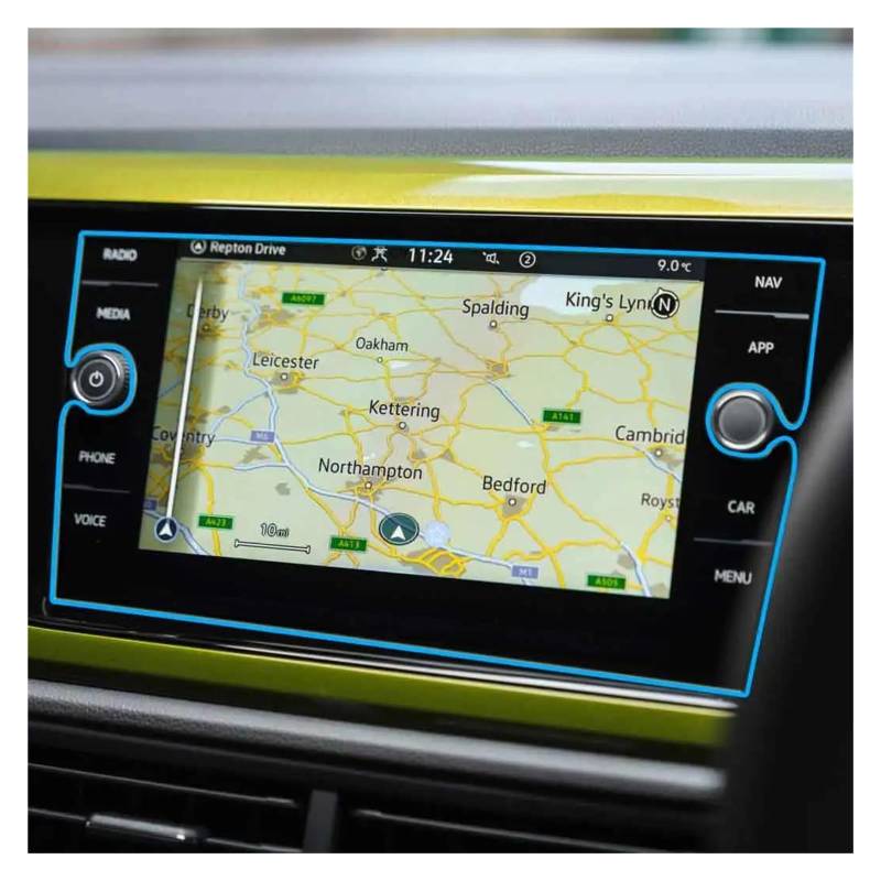 Auto Displayschutz Für VW Für Taigo 2022 GPS Center Bildschirm Auto Innen Aufkleber Zubehör 8 Zoll Gehärtetem Glas Screen Protector Film Auto Displayschutzfolie(GPS) von Barhbt