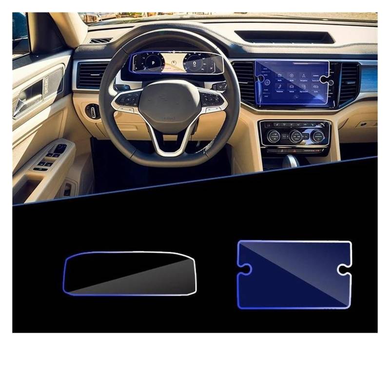 Auto Displayschutz Für VW Für Taos Für Tharu 2022 Auto Navigation Auto Instrument Ultra-Dünne Film Screen Protector Gehärtetem Glas Zubehör Auto Displayschutzfolie(GPS and Instrument) von Barhbt