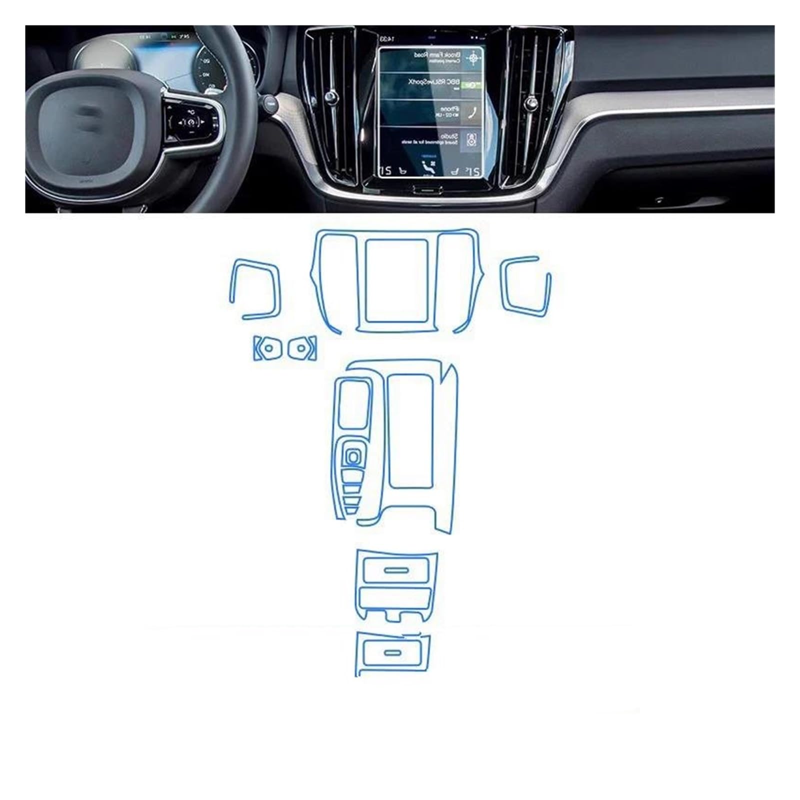 Auto Displayschutz Für Volvo Für V60 Hybrid 2023-2024 12,3 Zoll Auto GPS Navigation Bildschirm Film Ganze Auto TPU Schutz Film Auto Teile Aufkleber Auto Displayschutzfolie(TPU Full) von Barhbt