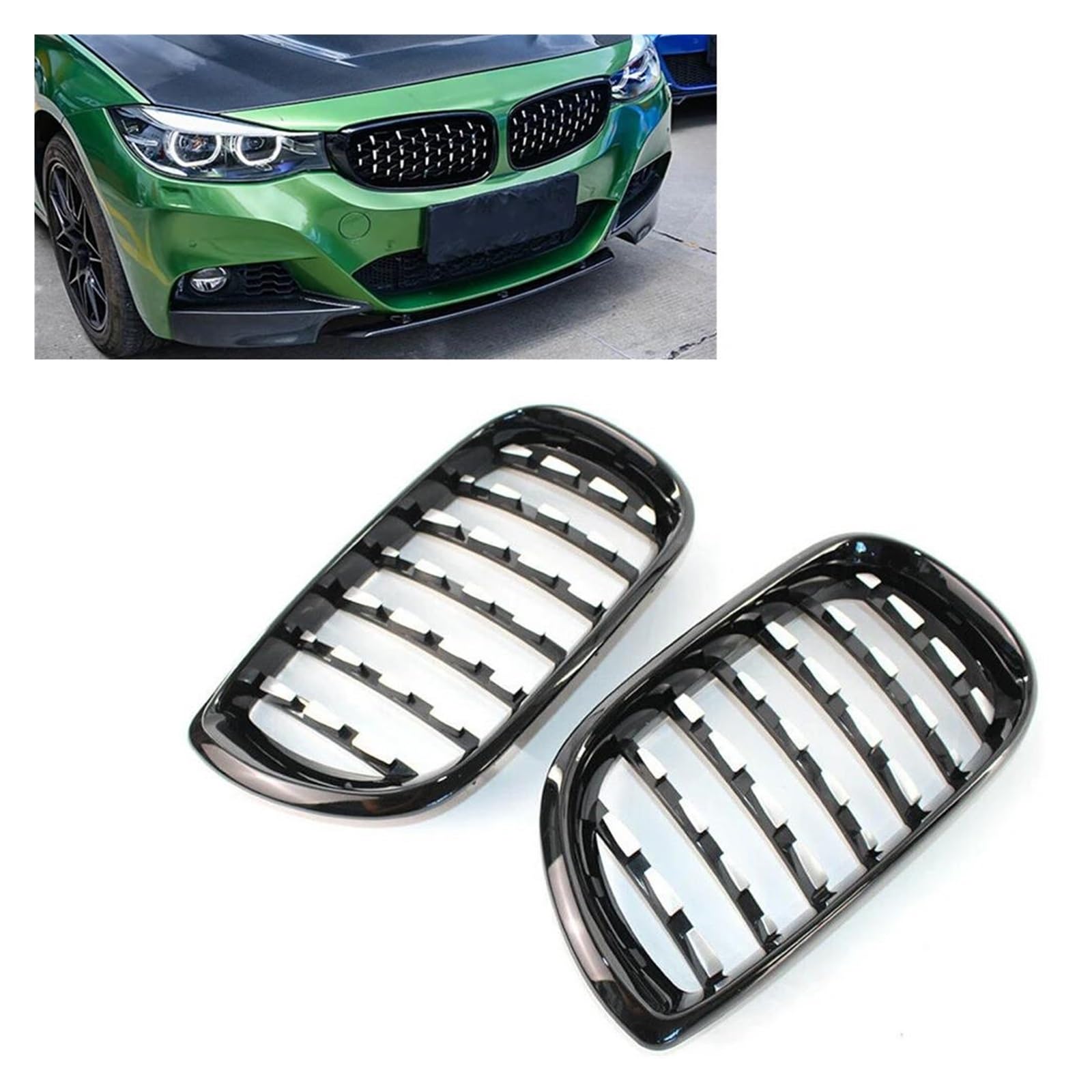 Auto Kühlergrill 2 Stücke Vorne Niere Grill Grille Für E46 3 Serie 4 Tür 2002-2005 320i 325I 330i Silber Obere Stoßstange Haube Mesh Front Kühlergrill von Barhbt